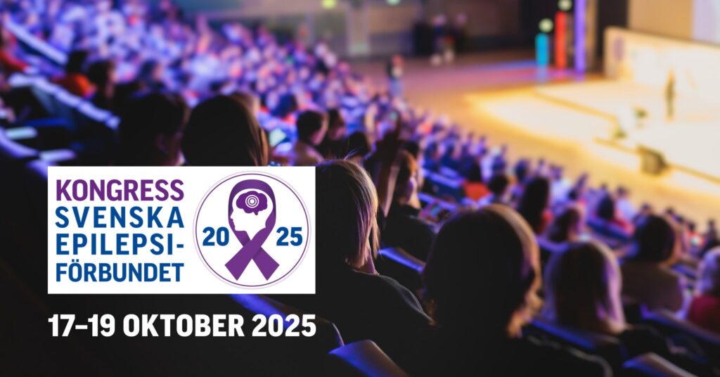 Föreläsningssal med publik, med texten kongress Svenska Epilepsiförbundet 2025